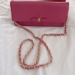 Salvatore Ferragamo Fuschia Leather Wallet 7 1/2” x 4” holds 10 card slots